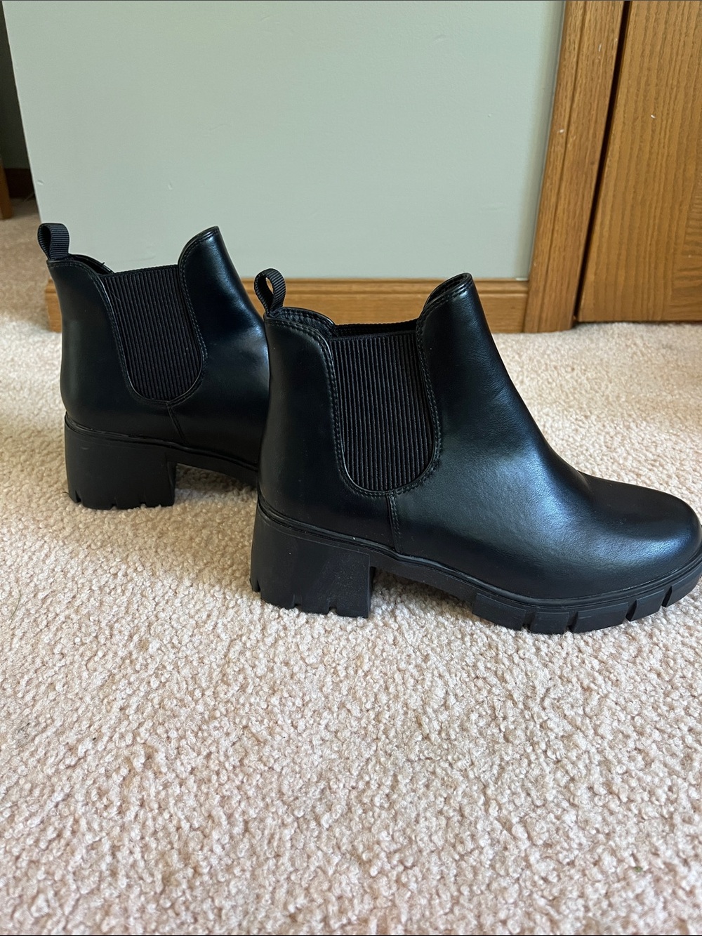Amazon Black Lug Heel Ankle Boots